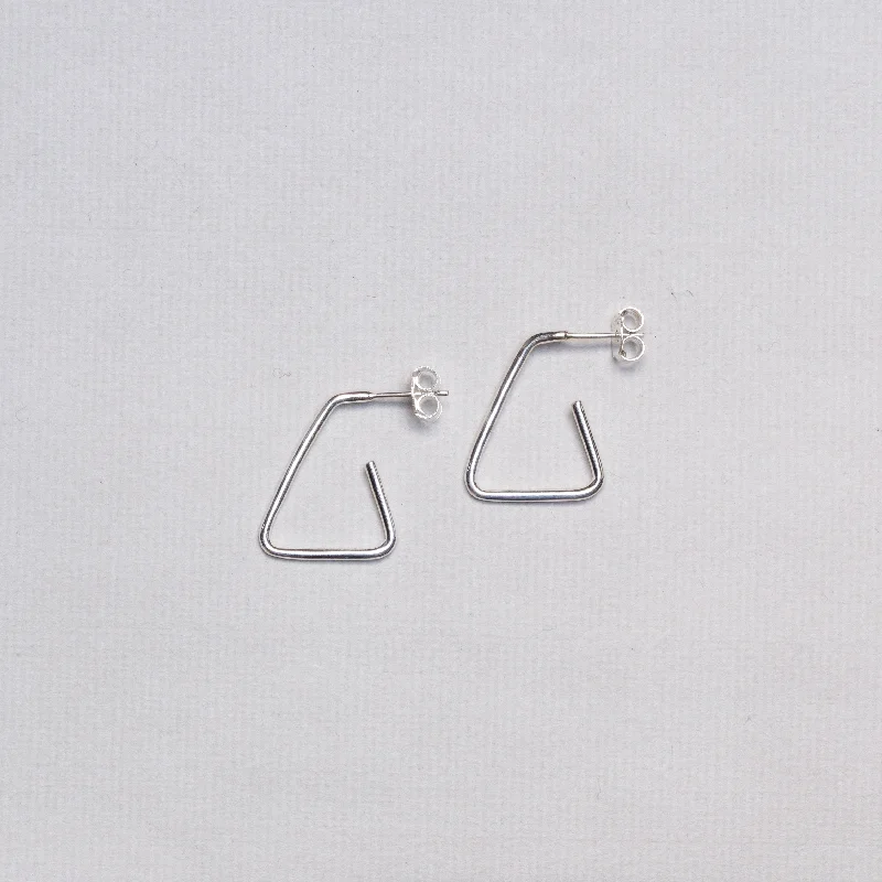 Open Silver Triangle Stud Earrings