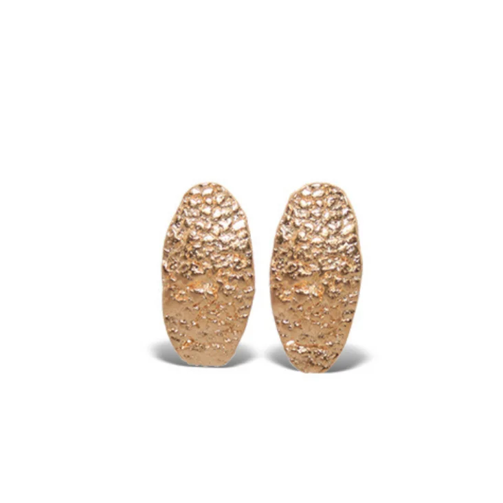 Oval Vermeil Textured Stud Earrings