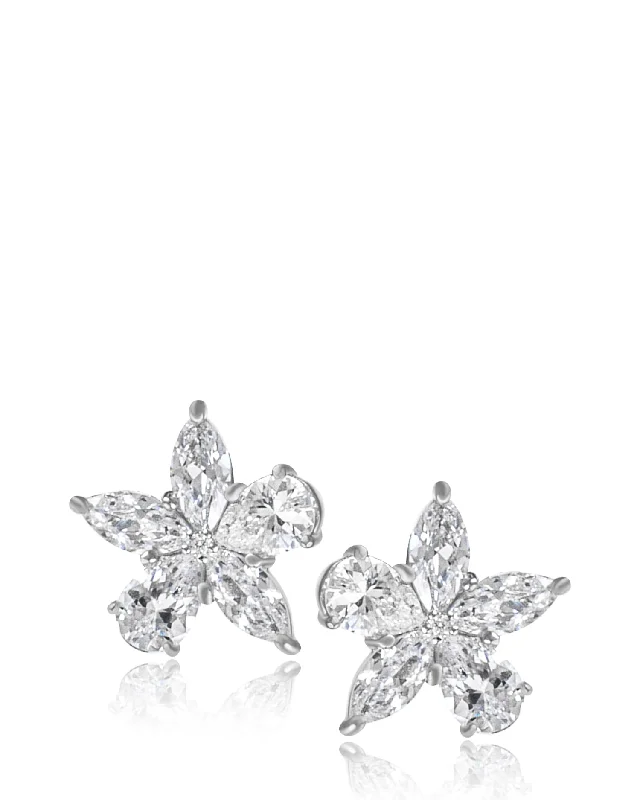 Pear and Marquise Shaped Stud Earrings