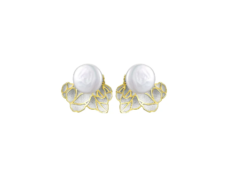 Pearl Leaves Stud Earrings