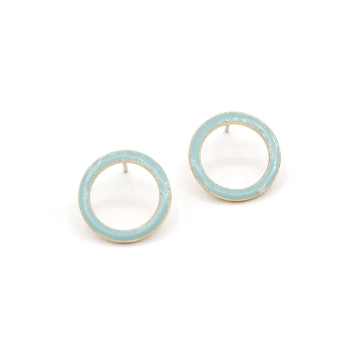 Circle Enamel Stud Earrings