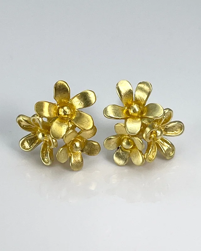 Himatsingka Plumeria 3 Cluster Stud Earrings