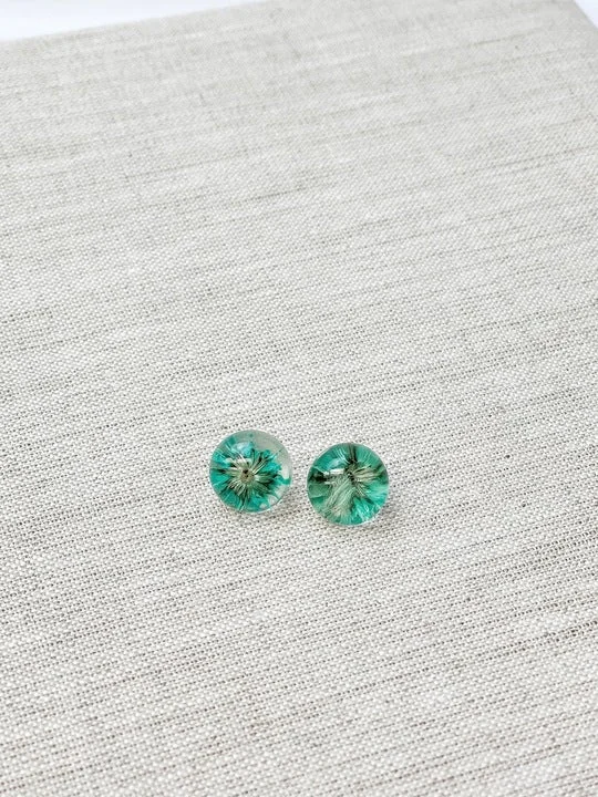 Pressed Flower Acrylic Stud Earrings - Green