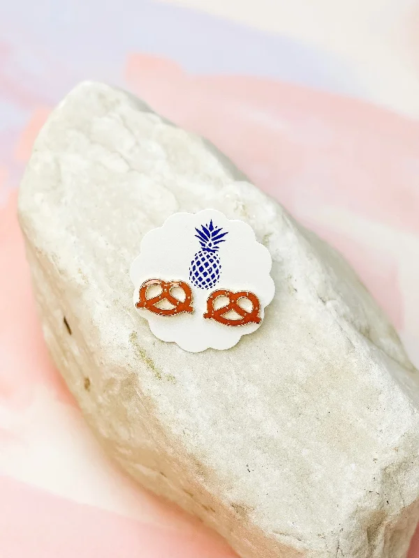 Pretzel Signature Enamel Stud Earrings