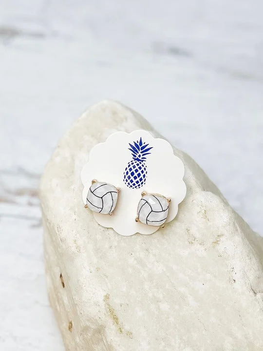 Printed Sports Stud Earrings - Volleyball