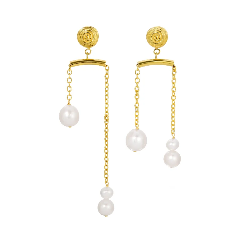 Pulley Pearl Stud Earrings