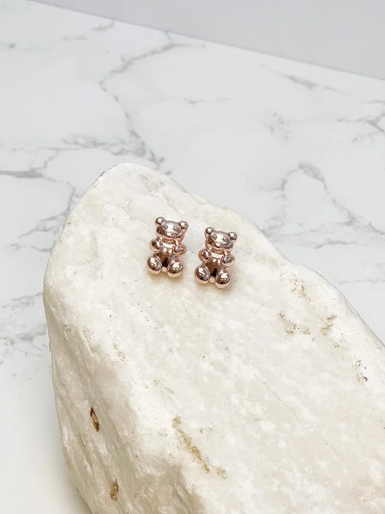 Rose Gold Gummy Bear Stud Earrings