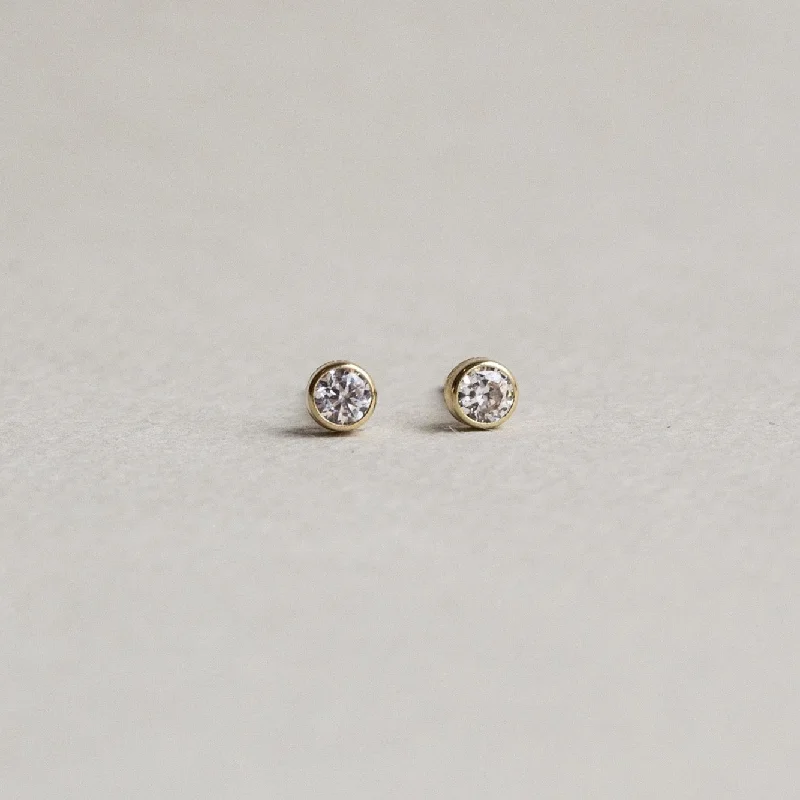 Simple Gold and Crystal Stud Earrings