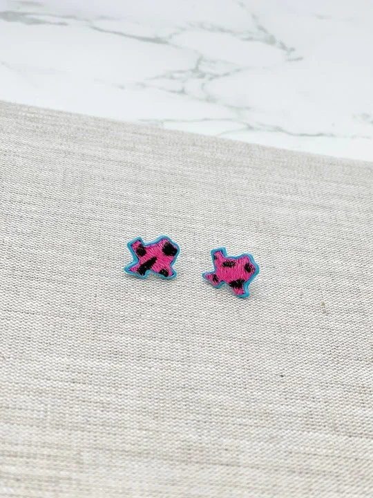 State of Texas Hot Pink Leopard Stud Earrings