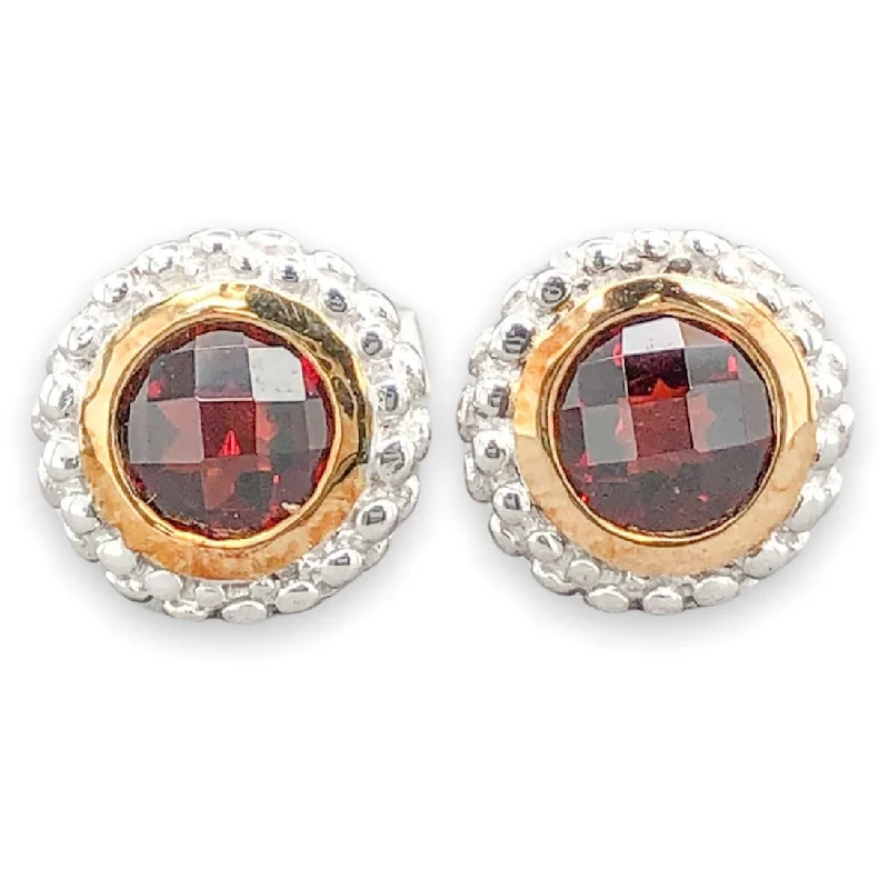 SS Round 1.2cttw Garnet Stud Earrings