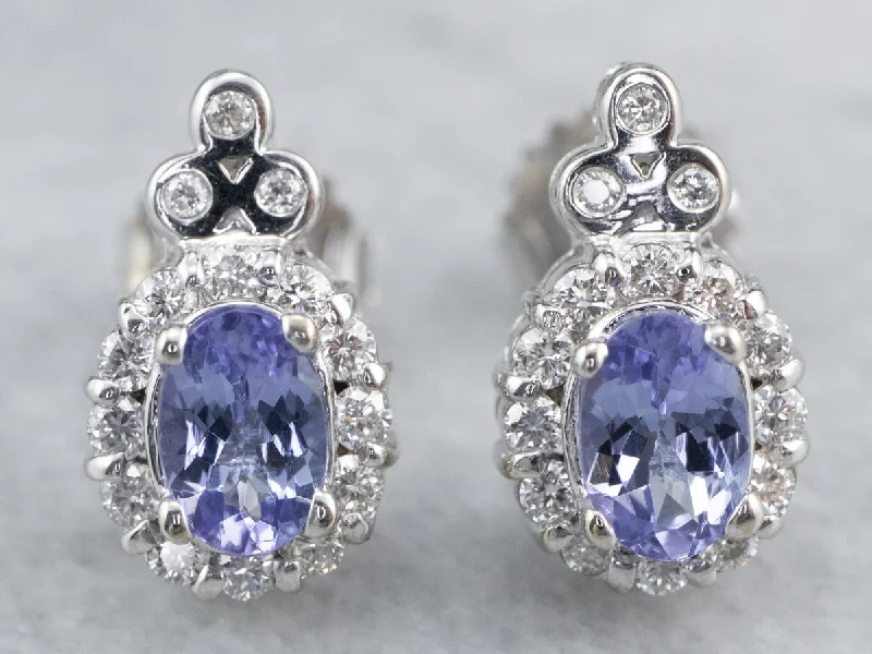 Tanzanite and Diamond Stud Earrings