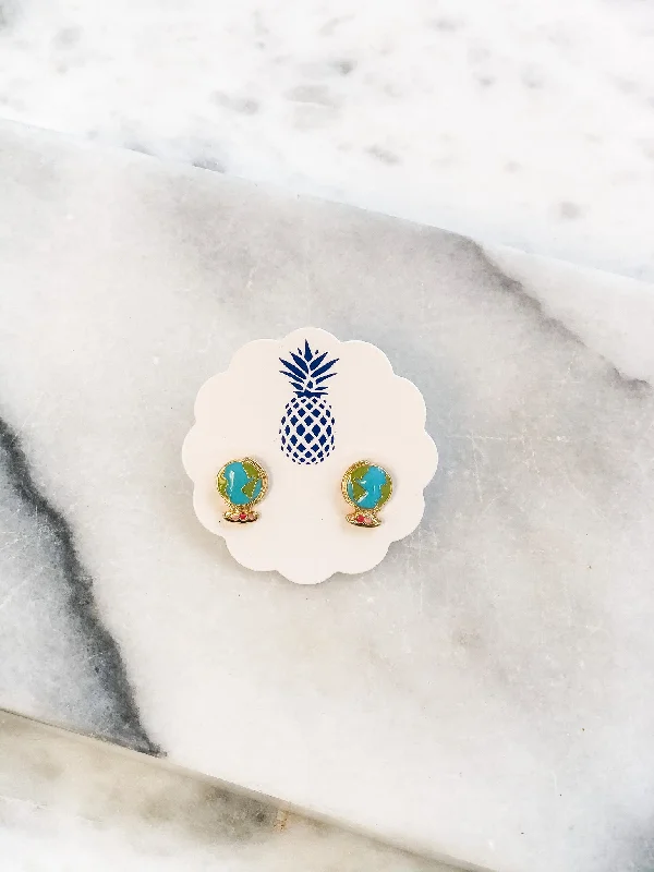 Globe Signature Enamel Stud Earrings by Prep Obsessed