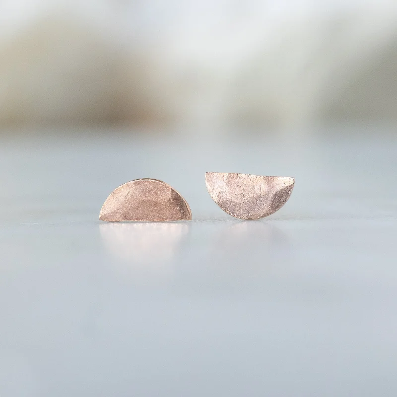 The Gold Half Moon Stud Earrings | 14K Rose Gold