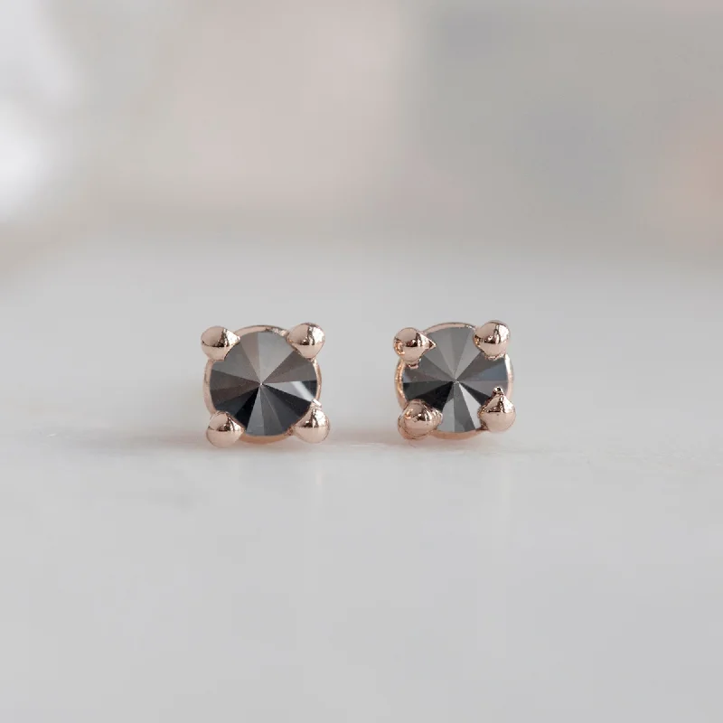 The Inverted Black Diamond Stud Earrings | 14K Rose Gold