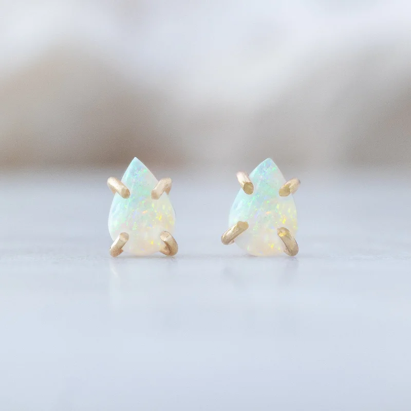 The Opal Teardrop Stud Earrings | 14K Yellow Gold