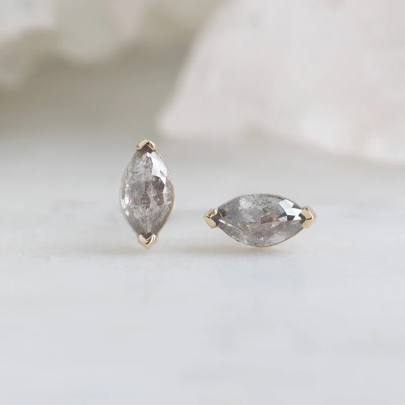 The Salt and Pepper Diamond Eye Stud Earrings | 14K Yellow Gold