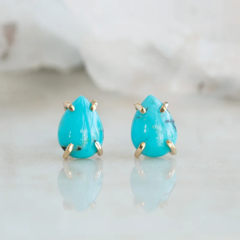 The Turquoise Stud Earrings | 14K Yellow Gold