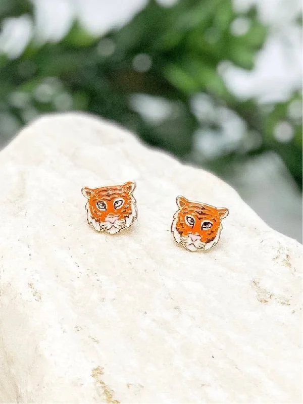 Tiger Enamel Stud Earrings