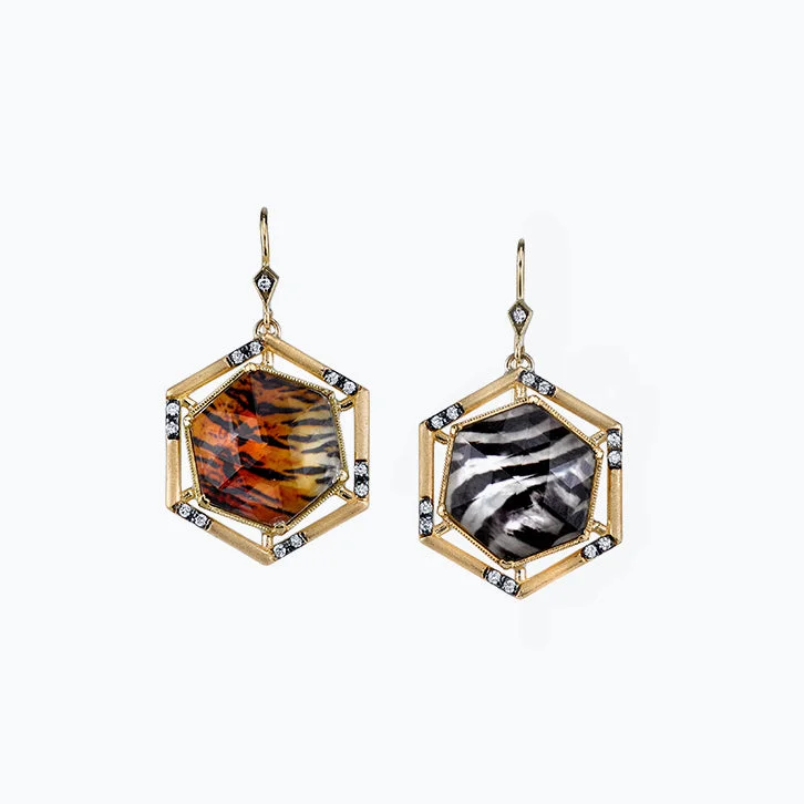 Tiger & Zebra Pattern Spencer Portrait Stud Earrings