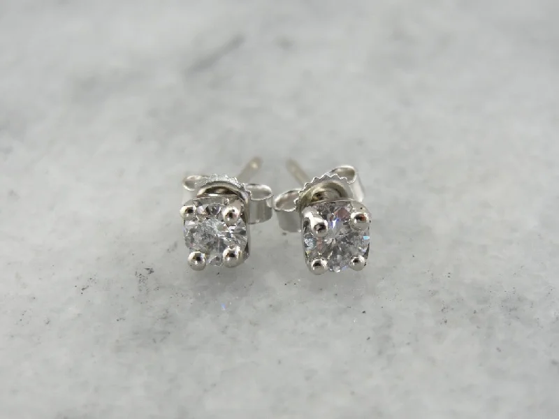 Timeless Diamond Stud Earrings in White Gold