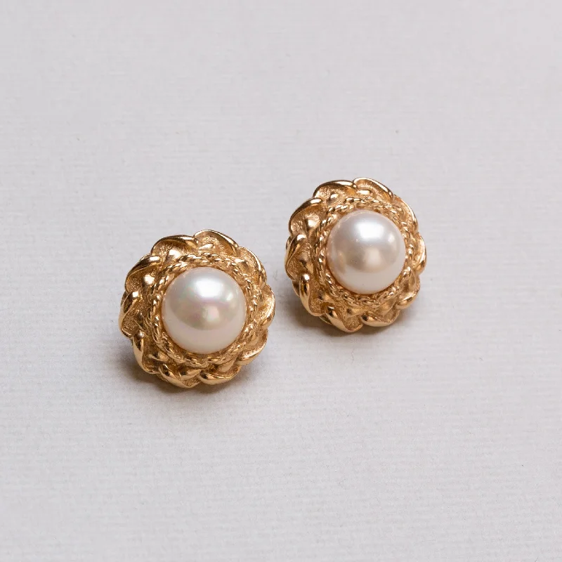 Vintage Christian Dior Stud Earrings with Pearls