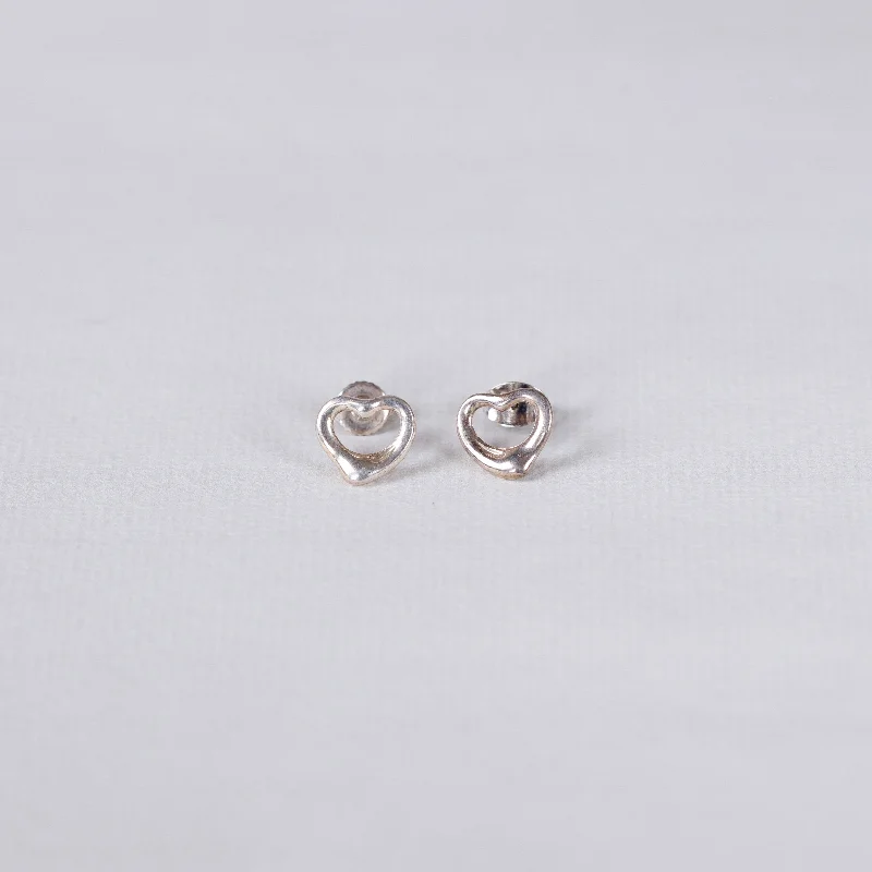 Vintage Sterling Silver Heart Stud Earrings