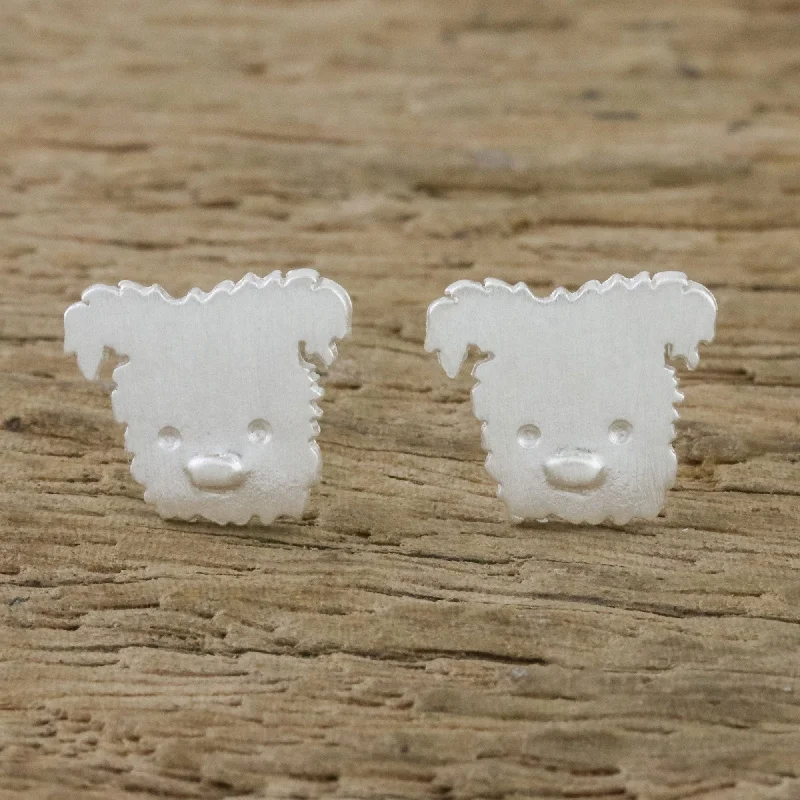 Westie Westie Terrier Sterling Silver Stud Earrings from Thailand