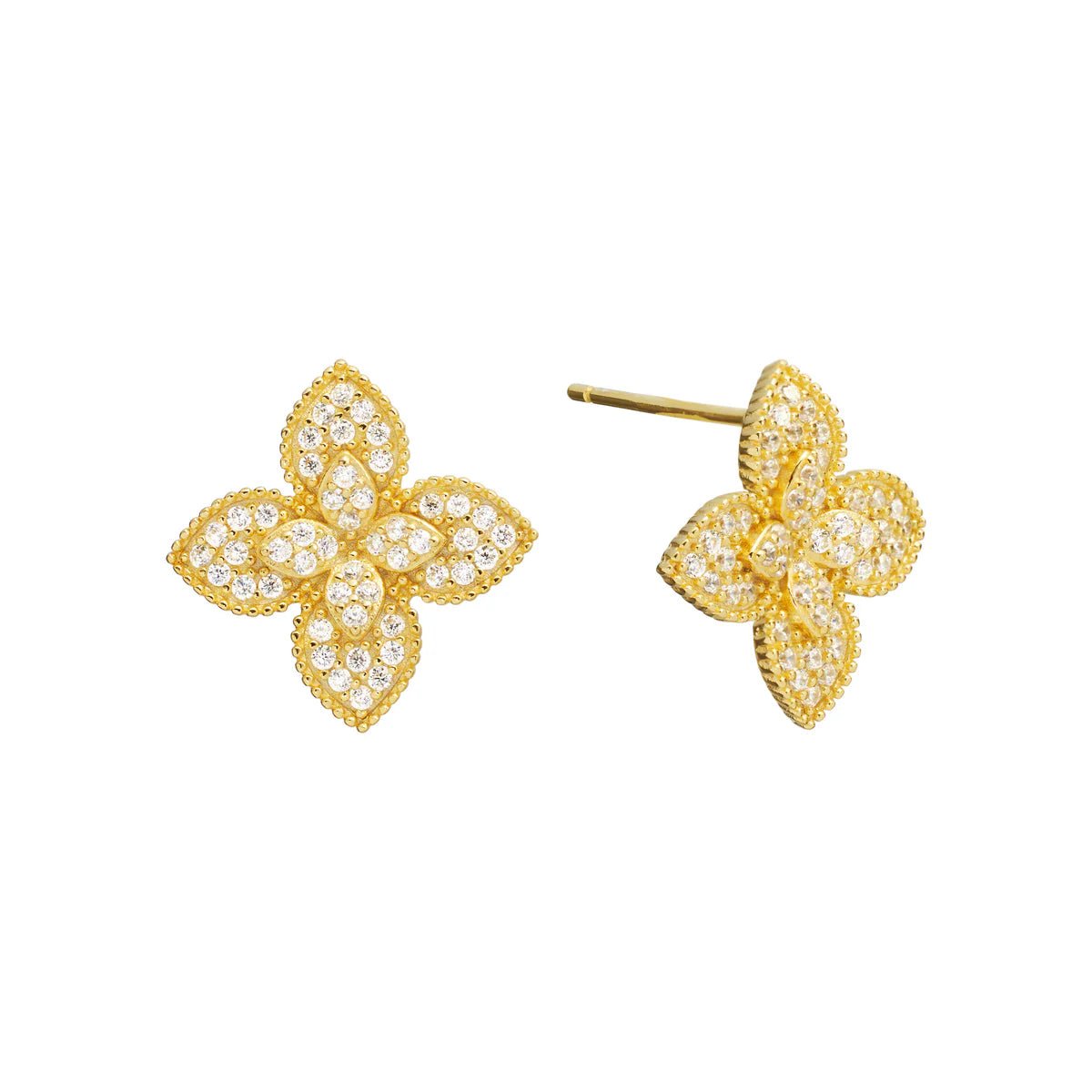 YGP Sterling CZ Flower Stud Earrings