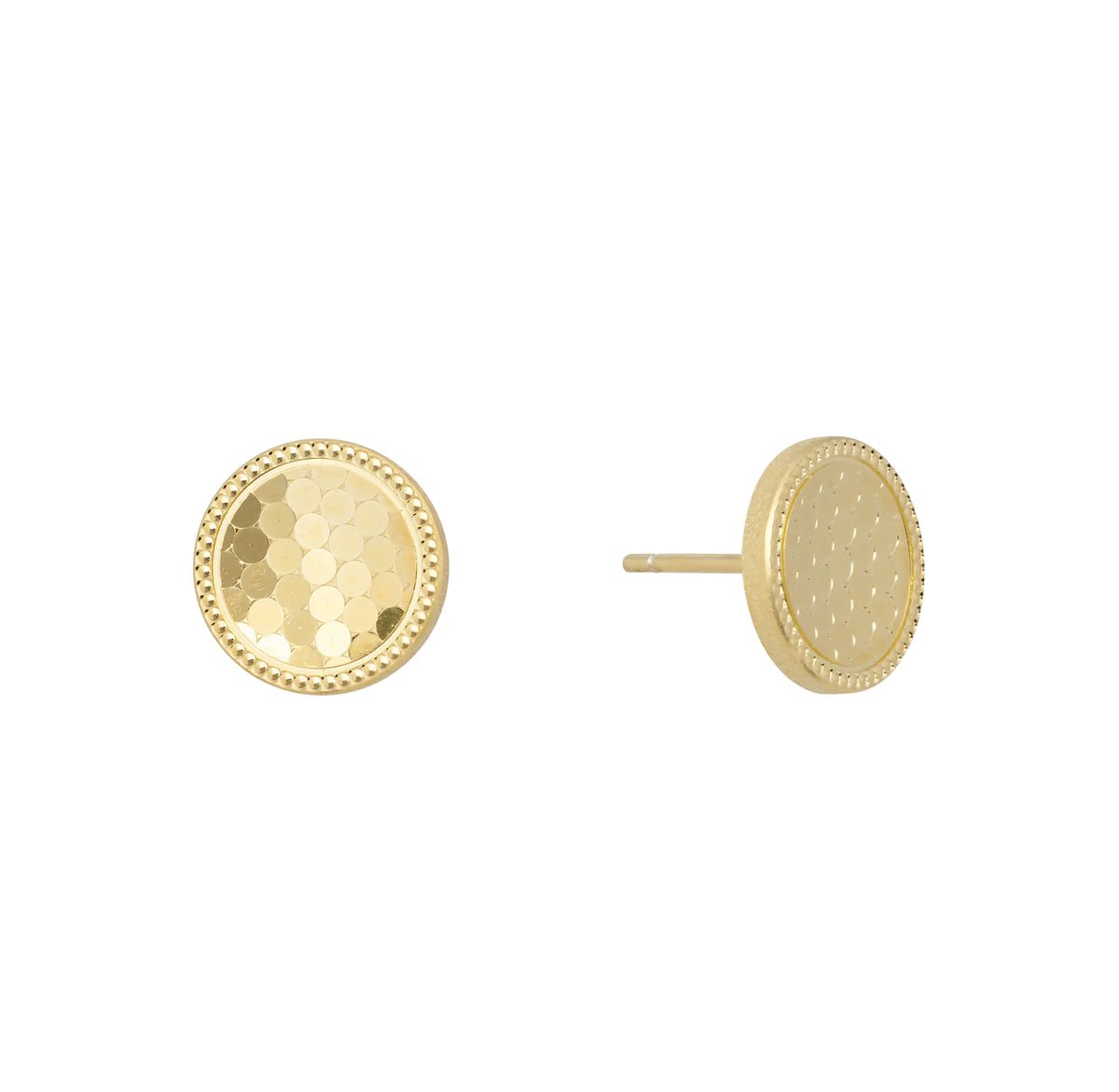 YGP Sterling Dia Cut 10mm Round Stud Earrings