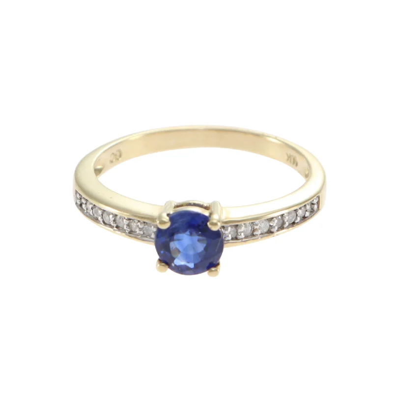 0.94CTW Sapphire Diamond Band Ring 14k Yellow Gold Womens Vintage Estate