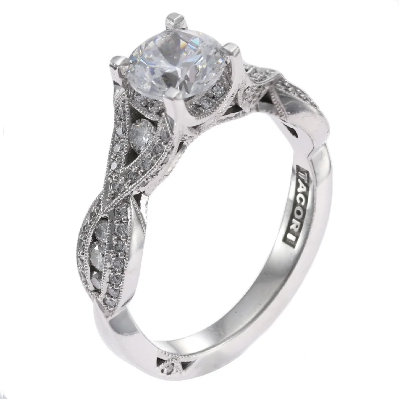 1.00CT Round Diamond Tacori Ribbon Engagement Ring Setting 18k White Gold $4990