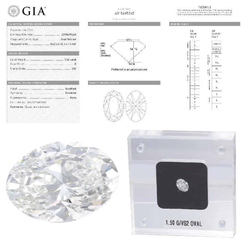 1.50CTW G VS2 GIA Oval Shape Engagement Ring Loose Diamond 6315495245