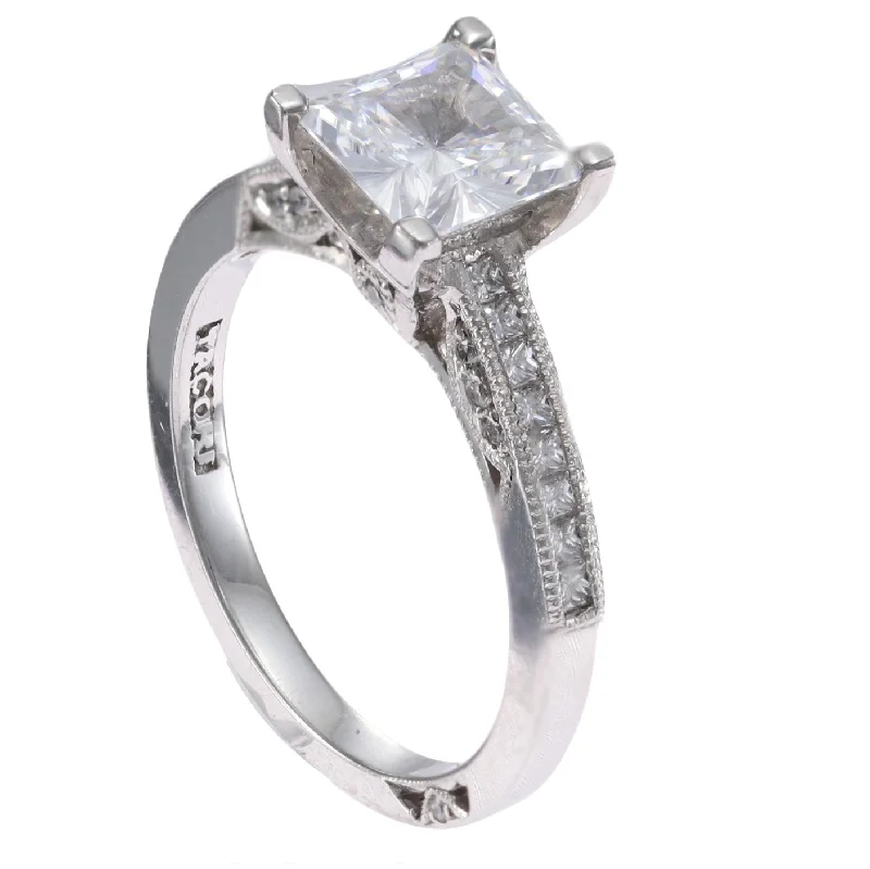 1.50CT Princess Diamond Simply Tacori Engagement Ring Setting 18k White Gold $33