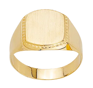 10K Engravable Brushed Top Signet Ring