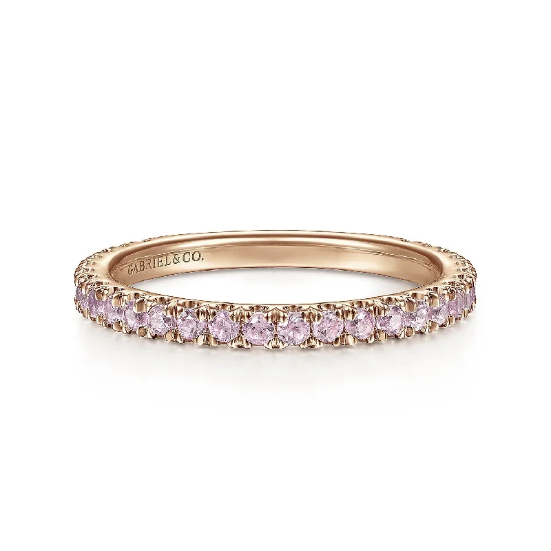 14K Rose Gold Pink Created Zircon Stackable Ring