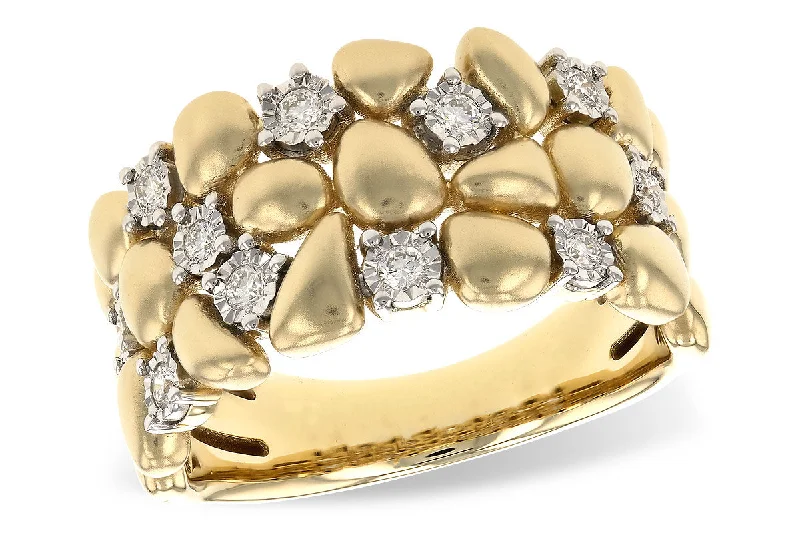 14K Two Tone Gold 0.20ctw Diamond Multi Row Pebble Ring by Allison Kaufman