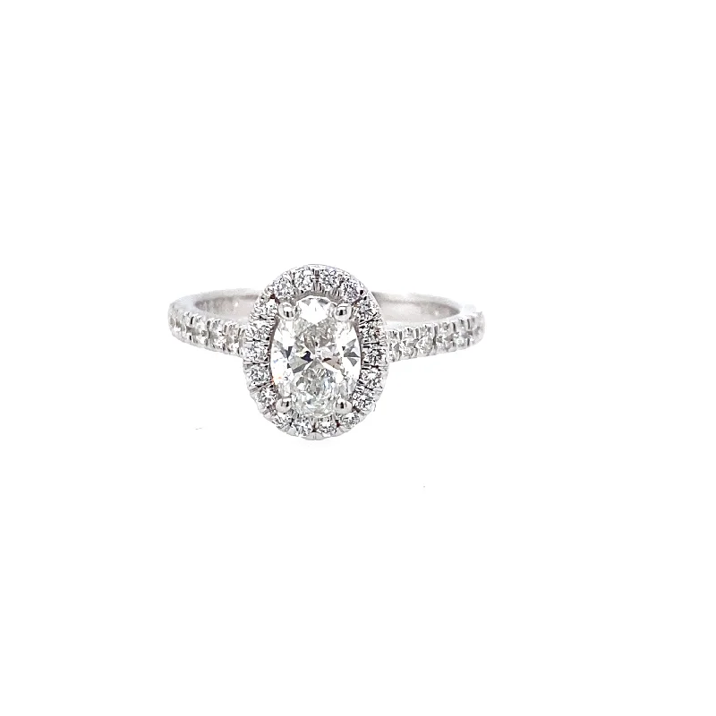 14K White Gold 1.11ctw Oval Diamond Halo Engagement Ring by Martin Flyer