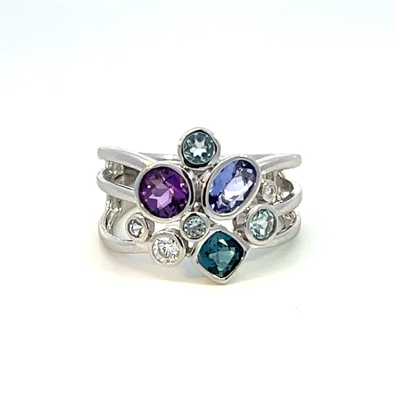 14K White Gold 1.41ctw Gemstone & Diamond Cluster Ring by Le Vian