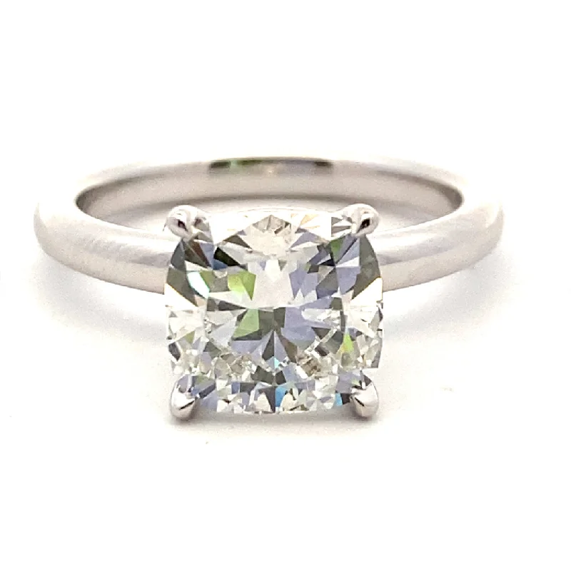 14K White Gold 3.01ctw Round Lab Diamond Solitaire Engagement Ring