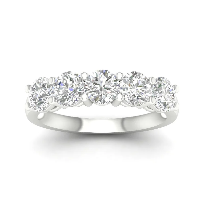 14K White Gold 5 Stone Lab Grown Diamond Band