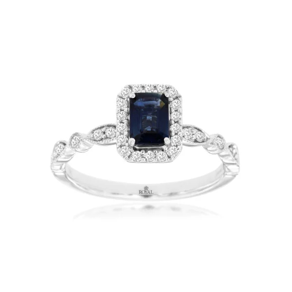 14K White Gold Sapphire and Diamond Ring