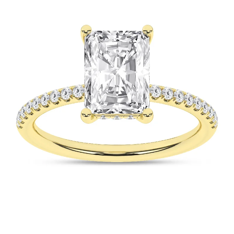 14K Yellow Gold Lab Grown 2.82ctw Radiant Diamond Engagement Ring