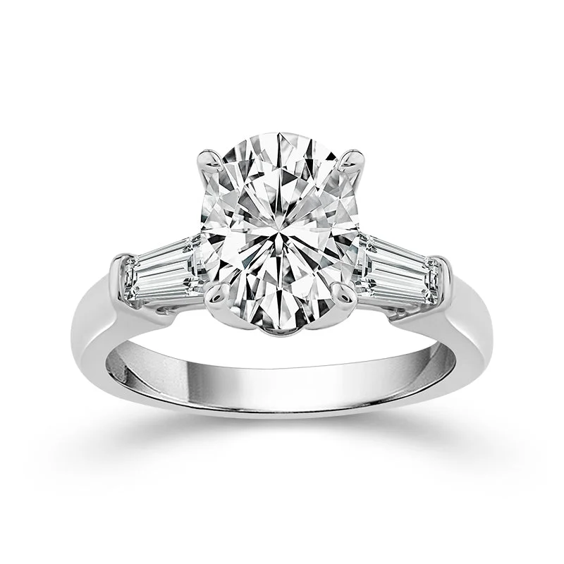 14K White Gold Lab Grown Oval Diamond Engagement Ring