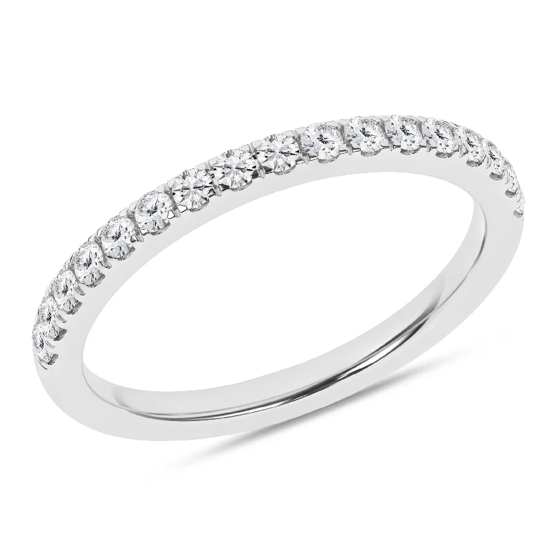 14K White Gold Lab Grown Pave Diamond Band