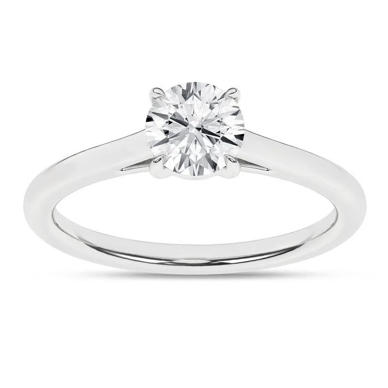 14K White Gold Lab Grown Round Diamond Solitaire Engagement Ring