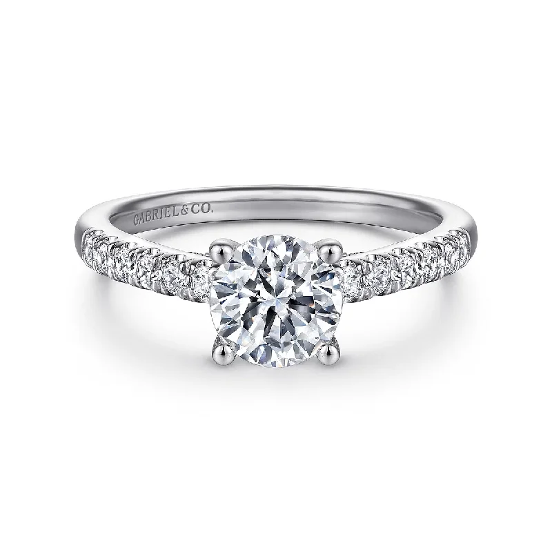 14K White Gold Round Diamond Engagement Ring