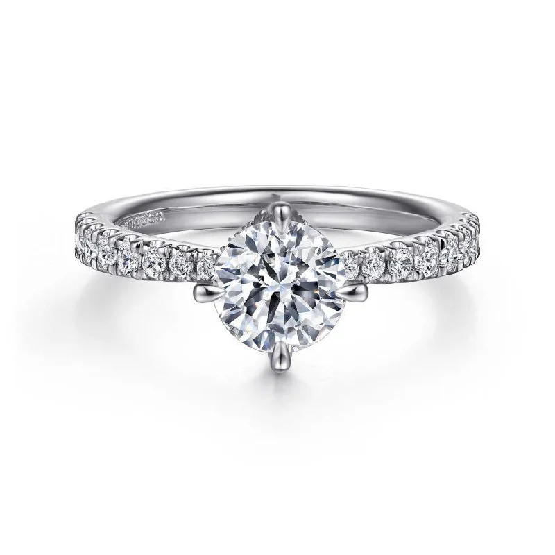 14K White Gold Round Diamond Engagement Ring