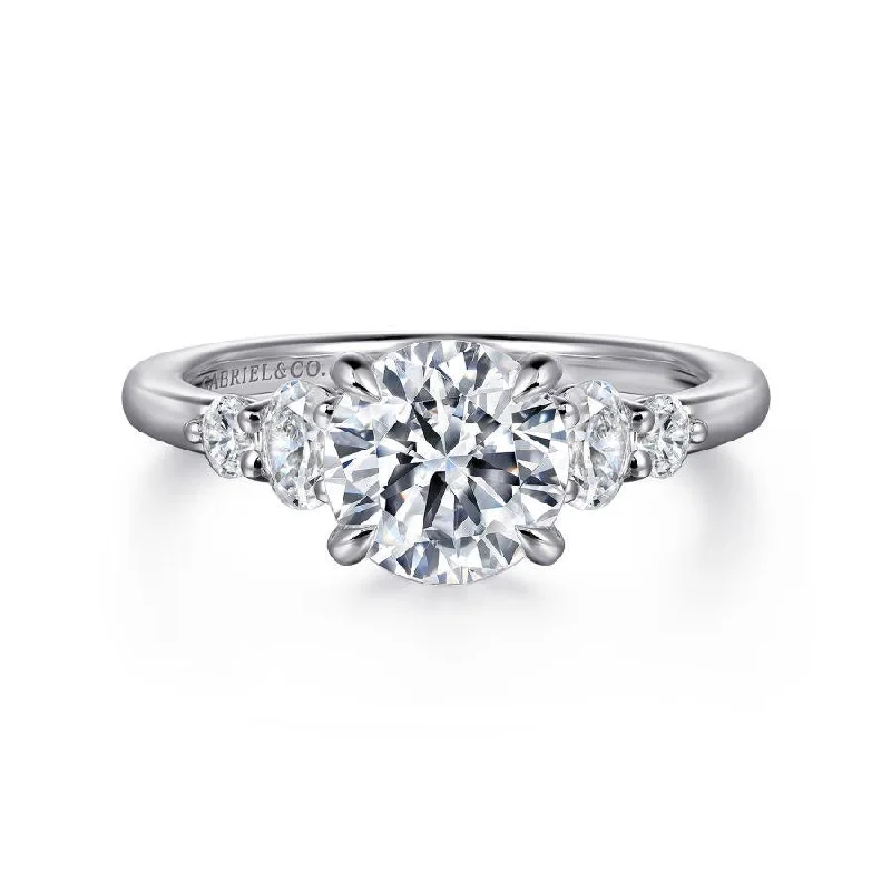 14K White Gold Round Diamond Engagement Ring