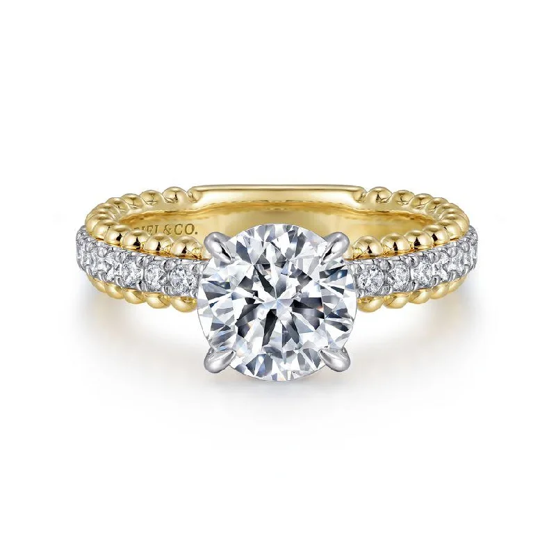 14K White-Yellow Gold Round Diamond Engagement Ring