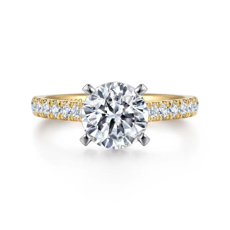 14K White-Yellow Gold Round Diamond Engagement Ring